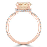 Oval Pink Morganite & Round Diamond Hidden Halo Cocktail Engagement Ring in Rose Gold