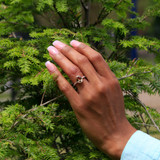 Oval Pink Morganite & Round Diamond Hidden Halo Cocktail Engagement Ring in Rose Gold