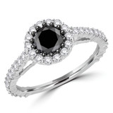 Round Black Diamond Halo Engagement Ring in White Gold (MDR130029) Round Black Diamond Halo Engagement Ring in White Gold (MDR130029)
