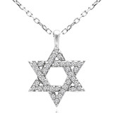 Round Diamond Star of David Fancy Pendant Necklace in White Gold (MDR170171)
