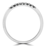 Round Black Diamond Three-row Semi-Eternity Wedding Band Ring in White Gold (MDR190062)