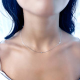 Round Diamond Bezel Set Diamonds By the Yard Necklace in White Gold (MDR210028)