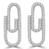 Round Diamond Paper Clip Drop/Dangle Earrings in White Gold (MDR210160) Round Diamond Paper Clip Drop/Dangle Earrings in White Gold (MDR210160)