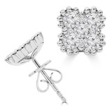 Round Diamond Vintage 4-Leaf Clover Stud Earrings in White Gold (MDR220043)