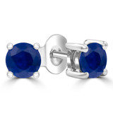Round Blue Sapphire Solitaire Stud Earrings in White Gold (MDR220092)