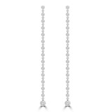 Round Diamond Bezel Set Vintage Drop/Dangle Earrings in White Gold (MDR220234)