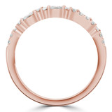 Baguette Diamond Accent Patterned Semi-Eternity Anniversary Wedding Band Ring in Rose Gold (MDR230004)