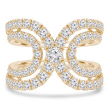 Round Diamond Split Criss-Cross "U" Cocktail Ring in Yellow Gold (MDR230008)