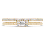 Baguette Diamond Split Beaded Semi-Eternity Anniversary Wedding Band Ring in Yellow Gold (MDR230036)