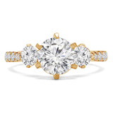 Round Diamond Three-Stone Engagement Ring in Yellow Gold with Accents (MVSX0020-Y) Round Diamond Three-Stone Engagement Ring in Yellow Gold with Accents (MVSX0020-Y)
