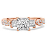 Princess Diamond Three-Stone Engagement Ring in Rose Gold with Accents (MVSX0021-R) Princess Diamond Three-Stone Engagement Ring in Rose Gold with Accents (MVSX0021-R)