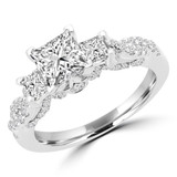 Princess Diamond Three-Stone Engagement Ring in White Gold with Accents (MVSX0021-W) Princess Diamond Three-Stone Engagement Ring in White Gold with Accents (MVSX0021-W)