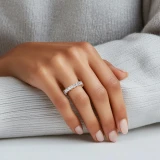 Full Eternity Princess Diamond Anniversary Wedding Band Ring in Rose Gold (MVSAR1013-R)