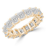 Lab Created Full Eternity Asscher Diamond Anniversary Wedding Band Ring in Yellow Gold (MVSAR0017-Y)