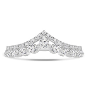 Round Diamond Tiara Semi-Eternity Anniversary Wedding Band Ring in White Gold (MD240427)