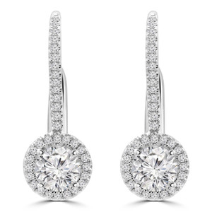 Round Diamond Halo Drop/Dangle Earrings in White Gold (MD250358) Round Diamond Halo Drop/Dangle Earrings in White Gold (MD250358)