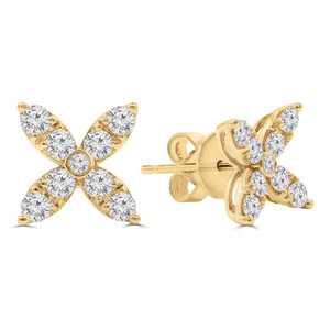 Round Diamond Floral Stud Earrings in Yellow Gold (MD250379) Round Diamond Floral Stud Earrings in Yellow Gold (MD250379)