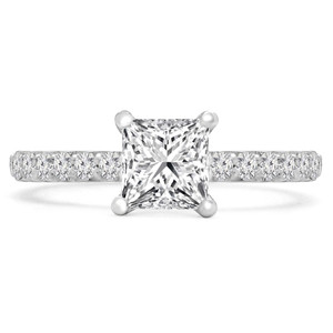 Princess Diamond Shared Prong Solitaire with Accents Engagement Ring in White Gold (MD240421) Princess Diamond Shared Prong Solitaire with Accents Engagement Ring in White Gold (MD240421)