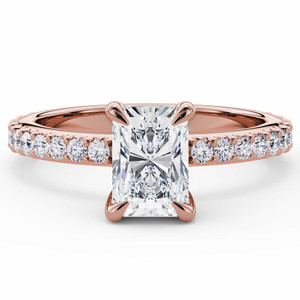 Radiant Lab Created Diamond  Hidden Halo Solitaire with Accents Engagement Ring in Rose  Gold (MD250182)