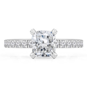 Cushion Diamond Hidden Halo Solitaire with Accents Engagement Ring in White Gold (MD200527) Cushion Diamond Hidden Halo Solitaire with Accents Engagement Ring in White Gold (MD200527)