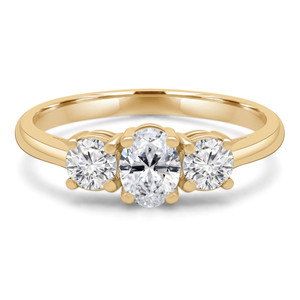 Oval Lab Created Diamond  Three-Stone Engagement Ring in Yellow Gold (MD250016)