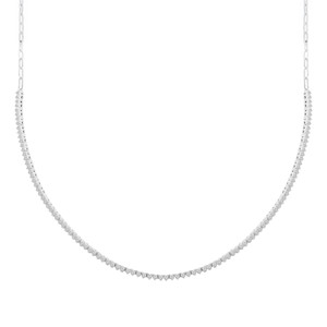 Round Lab Created Diamond  Paperclip & Half Tennis Necklace in White Gold (MD250311)