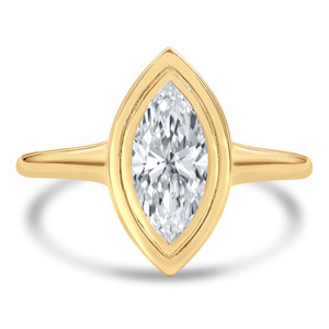 Round Lab Created Diamond  Double Bezel Solitaire Engagement Ring in Yellow Gold (MD250260)