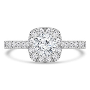 Round Diamond Cathedral Cushion Halo Engagement Ring in White Gold with Accents (MD220384) Round Diamond Cathedral Cushion Halo Engagement Ring in White Gold with Accents (MD220384)