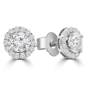 Round Diamond Halo Stud Earrings in White Gold (MD210263) Round Diamond Halo Stud Earrings in White Gold (MD210263)