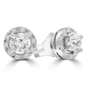 Round Diamond Halo Stud Earrings in White Gold (MD210258) Round Diamond Halo Stud Earrings in White Gold (MD210258)