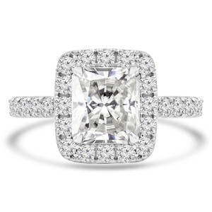 Radiant Diamond Radiant Halo Engagement Ring in White Gold with Accents (MD240132)