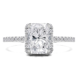 Cushion Diamond Claw Prongs Radiant Halo Engagement Ring in White Gold (MD220375)