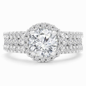 Round Lab Created Diamond  Three-row Halo Engagement Ring in White Gold (MD240260) Round Lab Created Diamond  Three-row Halo Engagement Ring in White Gold (MD240260)