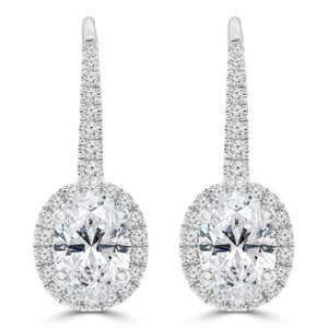 Oval Diamond Oval Halo Dangle/Drop Earrings in White Gold (MD250384) Oval Diamond Oval Halo Dangle/Drop Earrings in White Gold (MD250384)