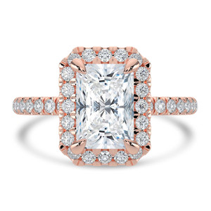 Radiant Lab Created Diamond  Radiant Halo Engagement Ring in Rose  Gold (MD250183) Radiant Lab Created Diamond  Radiant Halo Engagement Ring in Rose  Gold (MD250183)
