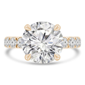 Round Lab Created Diamond  Hidden Halo Solitaire with Accents Engagement Ring in Yellow Gold (MD250180) Round Lab Created Diamond  Hidden Halo Solitaire with Accents Engagement Ring in Yellow Gold (MD250180)