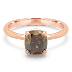 Cushion Champagne Diamond 4-Prong Solitaire Engagement Ring in Rose Gold (MD200033)