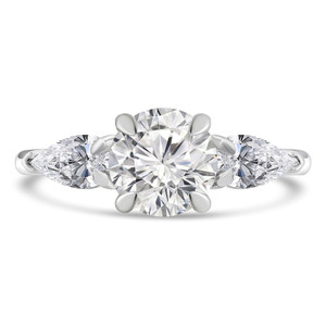 Round Lab Created Diamond  Three-Stone Engagement Ring in White Gold (MD250225)