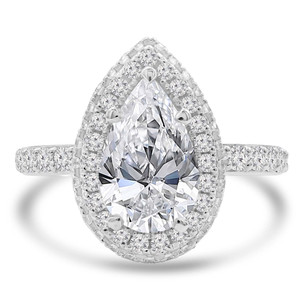Pear Lab Created Diamond  Rollover Pear Halo Engagement Ring in White Gold with Accents (MD250278) Pear Lab Created Diamond  Rollover Pear Halo Engagement Ring in White Gold with Accents (MD250278)