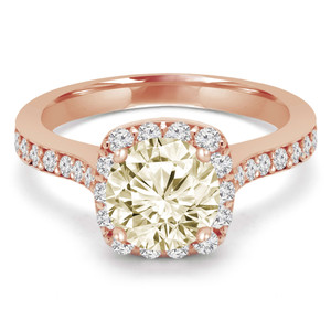 Round Champagne Diamond Cathedral Cushion Halo Engagement Ring in Rose Gold (MD240118) Round Champagne Diamond Cathedral Cushion Halo Engagement Ring in Rose Gold (MD240118)
