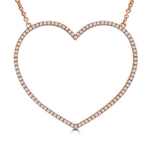 Round Diamond Heart Necklace in Rose Gold (MD190329)