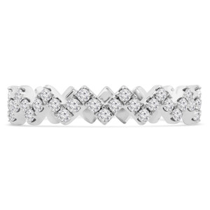 Round Diamond Zig Zag 3/4 Way Semi-Eternity Anniversary Wedding Band Ring in White Gold **SIZE 6 Not Sizeable** (MD210414)