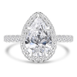 Pear Lab Created Diamond  Rollover Pear Halo Engagement Ring in White Gold with Accents (MD250290) Pear Lab Created Diamond  Rollover Pear Halo Engagement Ring in White Gold with Accents (MD250290)