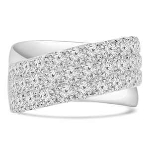 Round Diamond Three-row Cross-over Cocktail Ring in White Gold (MD250272) Round Diamond Three-row Cross-over Cocktail Ring in White Gold (MD250272)