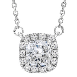 Cushion Diamond Cushion Halo Necklace in White Gold (MD210217) Cushion Diamond Cushion Halo Necklace in White Gold (MD210217)