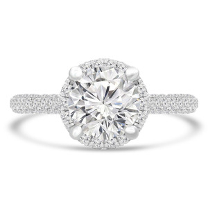 Round Diamond Rollover Halo Engagement Ring in White Gold with Accents (MD230132) Round Diamond Rollover Halo Engagement Ring in White Gold with Accents (MD230132)