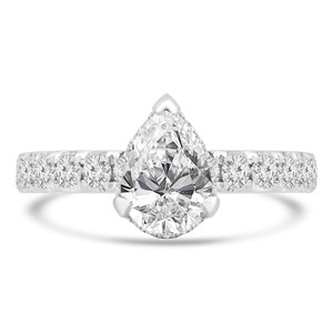 Pear Diamond Pear Halo Engagement Ring in White Gold with Accents (MD220338) Pear Diamond Pear Halo Engagement Ring in White Gold with Accents (MD220338)