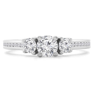 Round Diamond Three-Stone Engagement Ring in White Gold with Channel set Accents (MD230066)