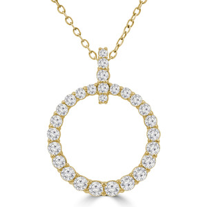 Round Diamond Circle Pendant Necklace in Yellow Gold (MD210280)