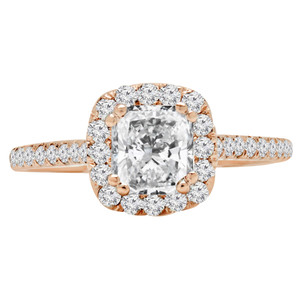 Cushion Diamond Cathedral Cushion Halo Engagement Ring in Rose Gold with Accents (MD210284)